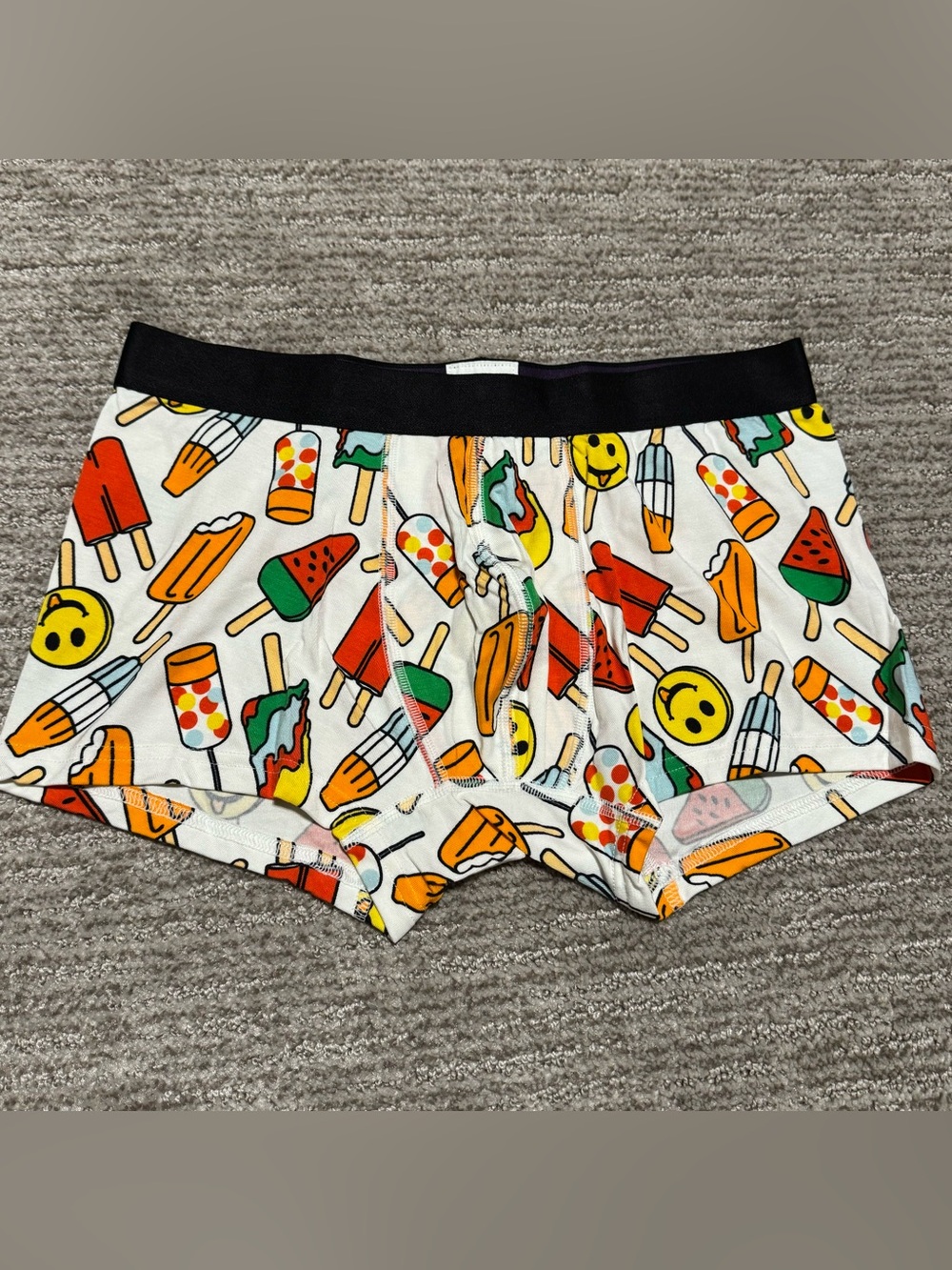 MeUndies White Boxer Briefs with Colorful Popsicle & Smiley Print